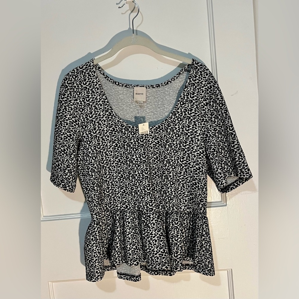 Maeve Monochrome Animal Print Top